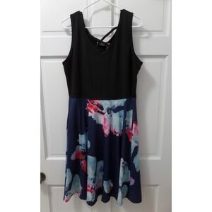 MOYABO Women's Dress V-Neck Multicolor Floral Skirt Size XL Sleeveless NWT